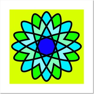 Green and Blue Flower - Flowers Posters and Art